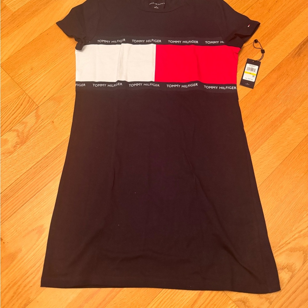 Tommy Hilfiger Black, White & Red Colorblock Mini Dress